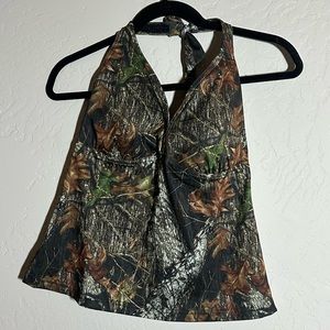 Real tree pattern tankini top and swim skirt bottom with lining